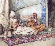 Attilio Simonetti Arabs in an interior oil painting